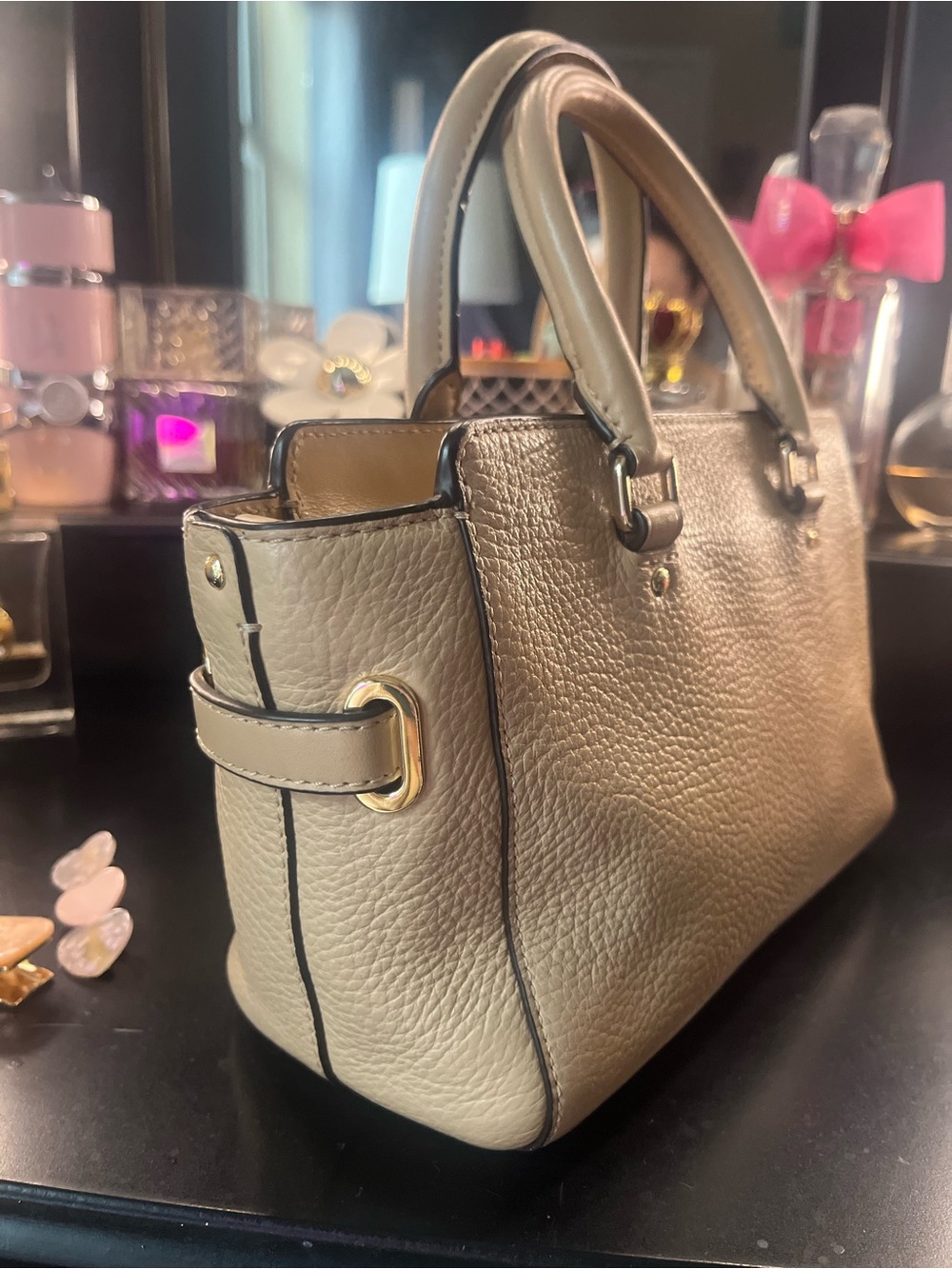 Coach Pebbled Leather Mini Blake Carryall Taupe Top Handle Gold Hardware - Picture 10 of 14